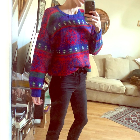 Vintage Shetland Wool Icelandic Knit Oversized Handmade Sweater - Picture 1 of 7